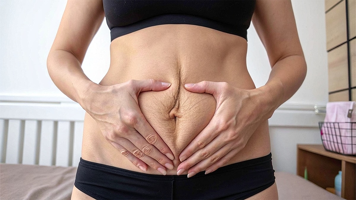 How to Deal with Split Tummy Muscles After Pregnancy - Person holding their stomach with two hands