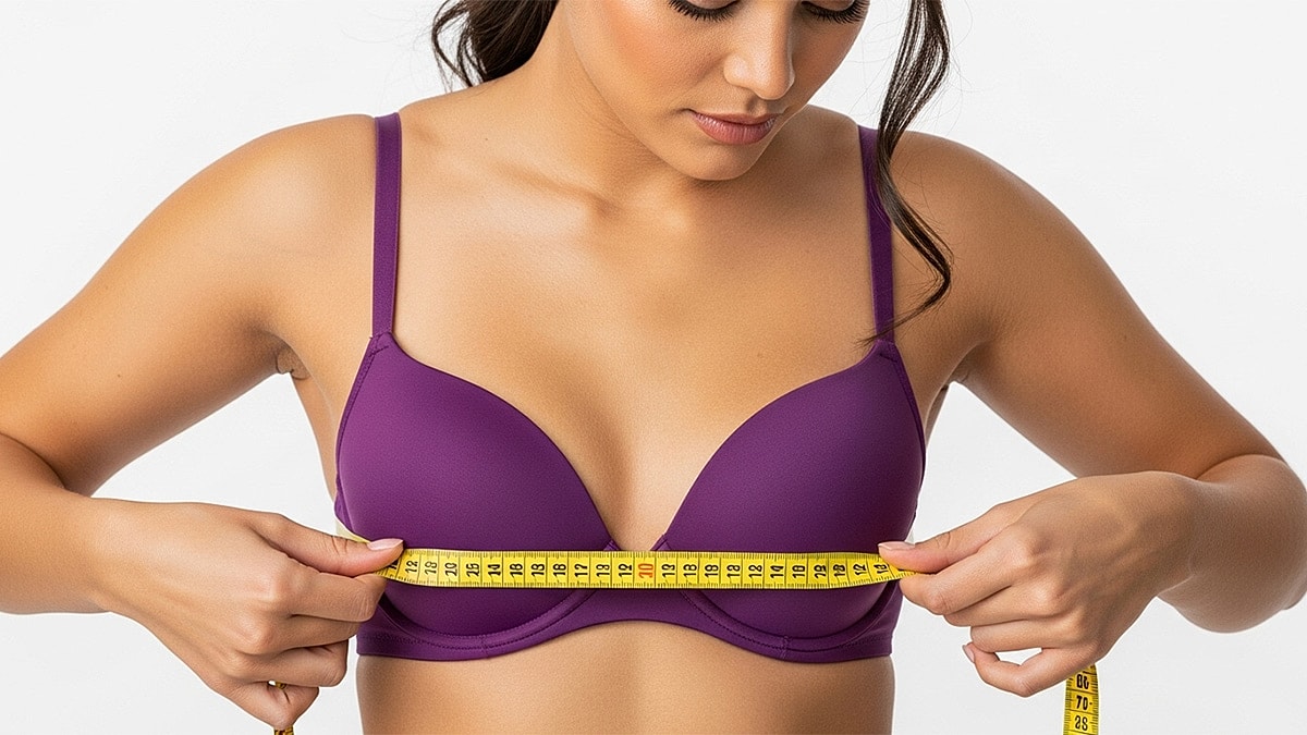 What Are Ozempic Breasts - The Impact Of Glp1 On Breasts by Dr Ravi at Body by Ravi - Woman measuring her bust size with tape measure