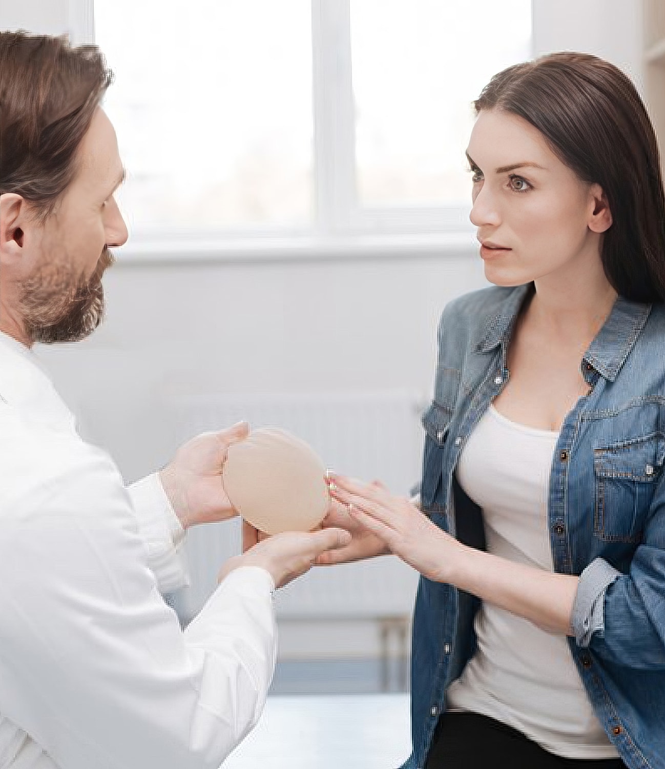 Consultation about breast implant options.